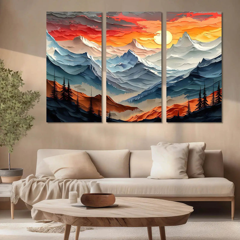 Mountain Modern Wall Art Canvas Art Print Set For Home Décor by Kotart