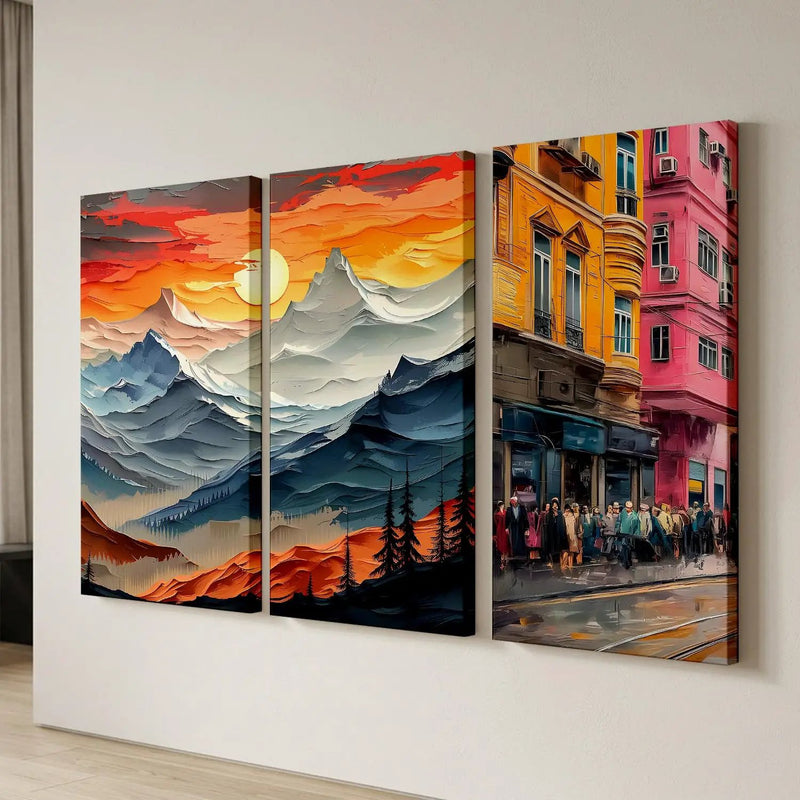 Mountain Modern Wall Art Canvas Art Print Set For Home Décor