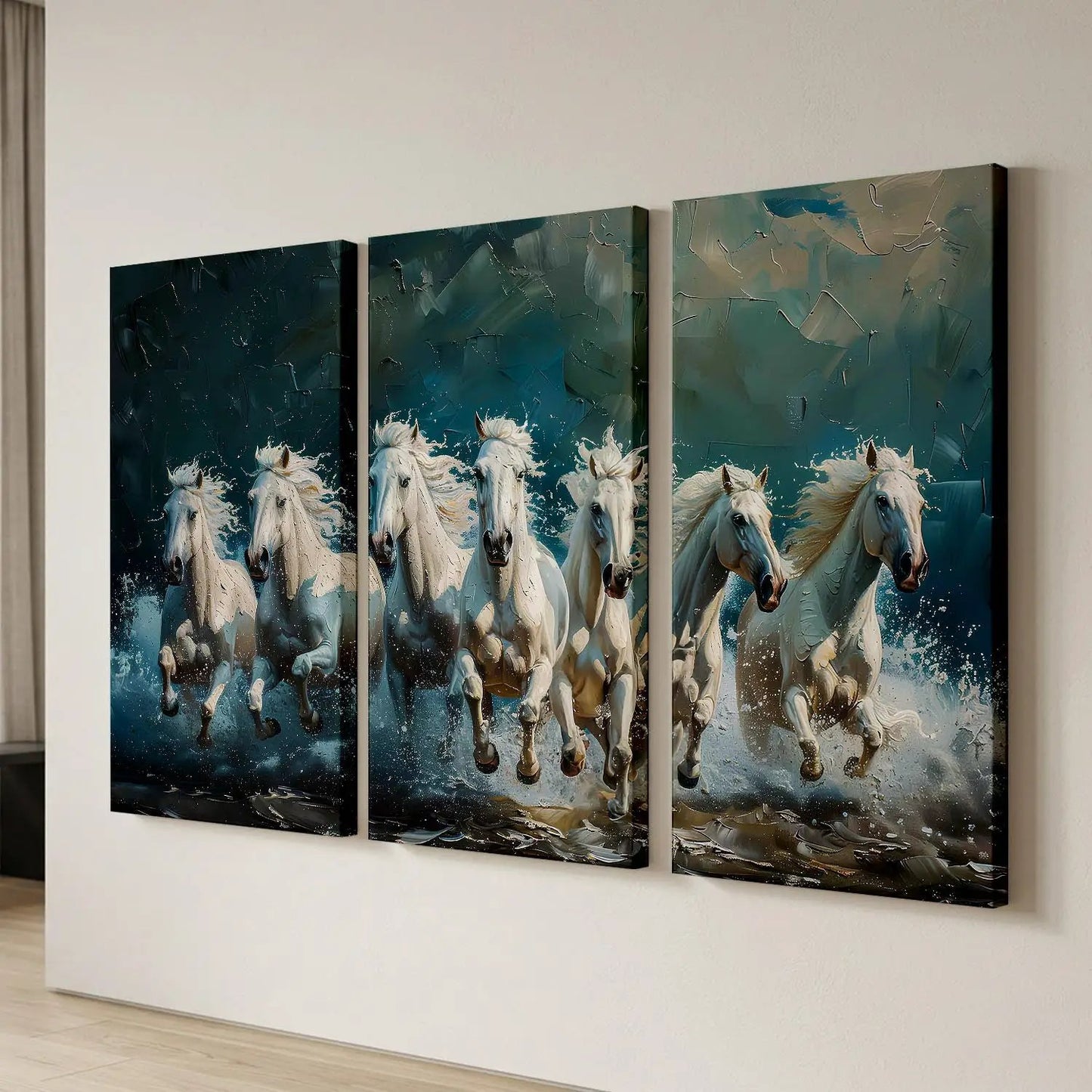 Seven Running Horses Wall Canvas For Home Décor And Living Room