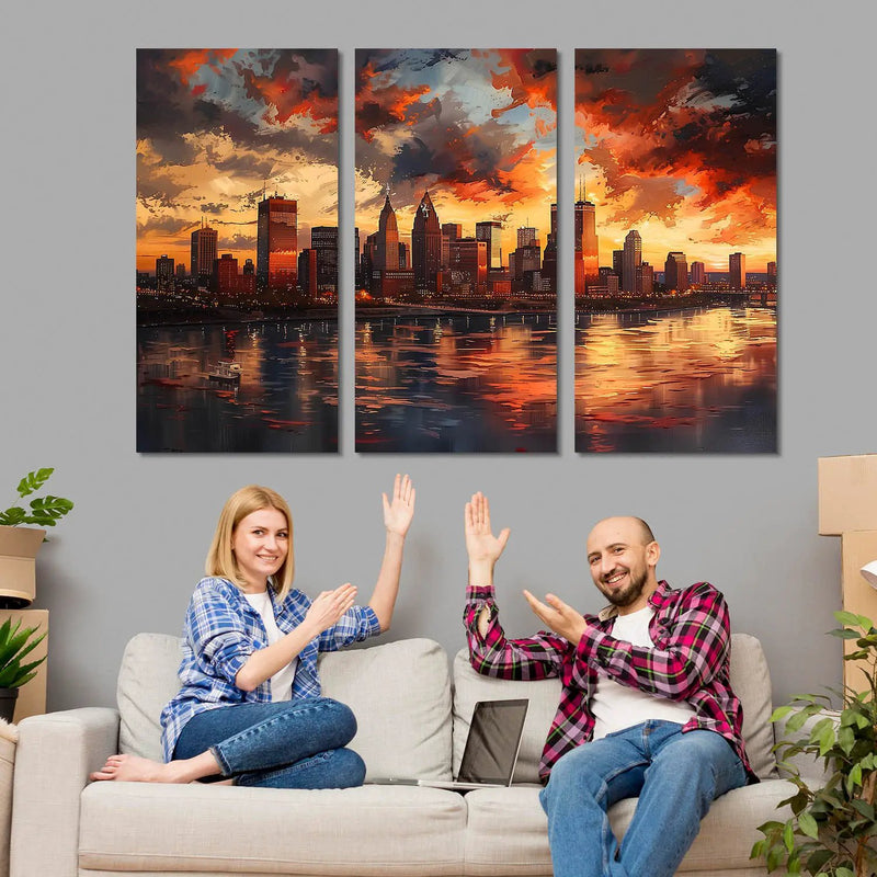 Vibrant City Art Canvas Print For Home Décor And Living Room