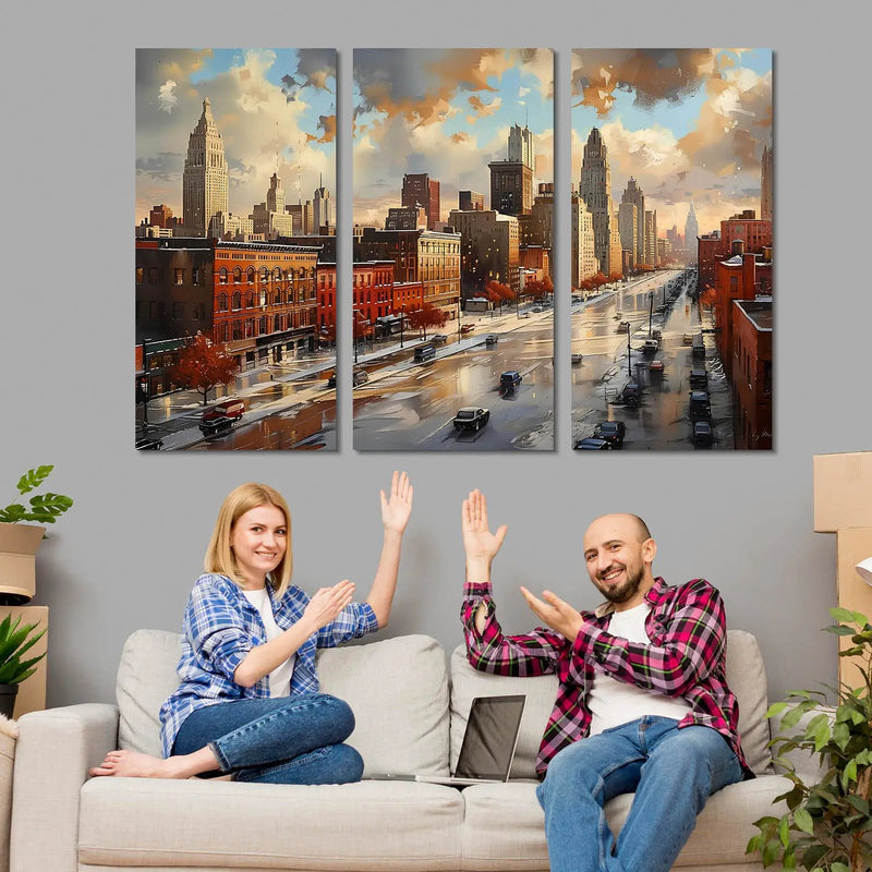 Vibrant Cityscape Canvas Print For Home Décor And Living Room