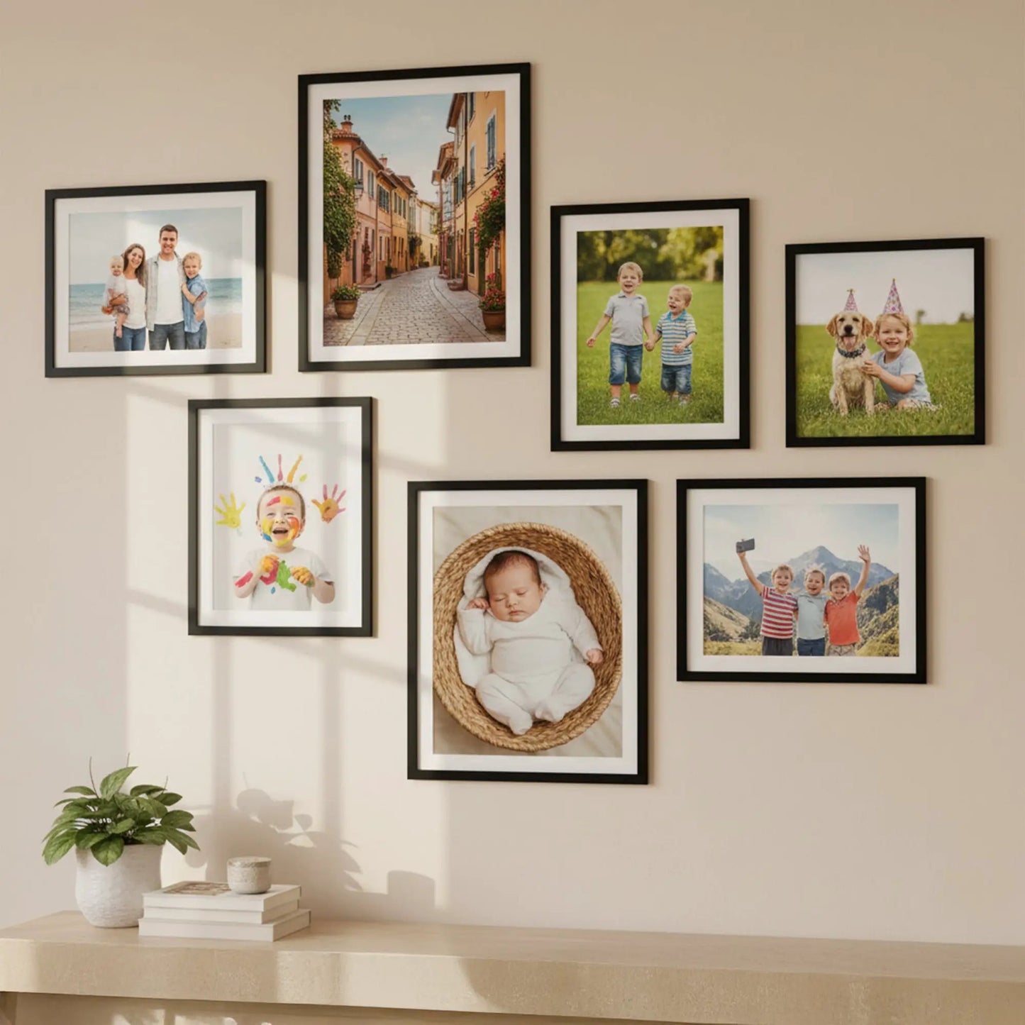 Photo Frame For Wall Decor | Wooden Frames For Wall Decoration | Aesthetic Collage Picture Frames | Rectangular Photo Frame For Home Decor Office | Set of 7