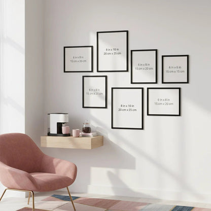 Photo Frame For Wall Decor | Wooden Frames For Wall Decoration | Aesthetic Collage Picture Frames | Rectangular Photo Frame For Home Decor Office | Set of 7