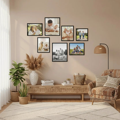 Photo Frame For Wall Decor | Wooden Frames For Wall Decoration | Aesthetic Collage Picture Frames | Rectangular Photo Frame For Home Decor Office | Set of 7
