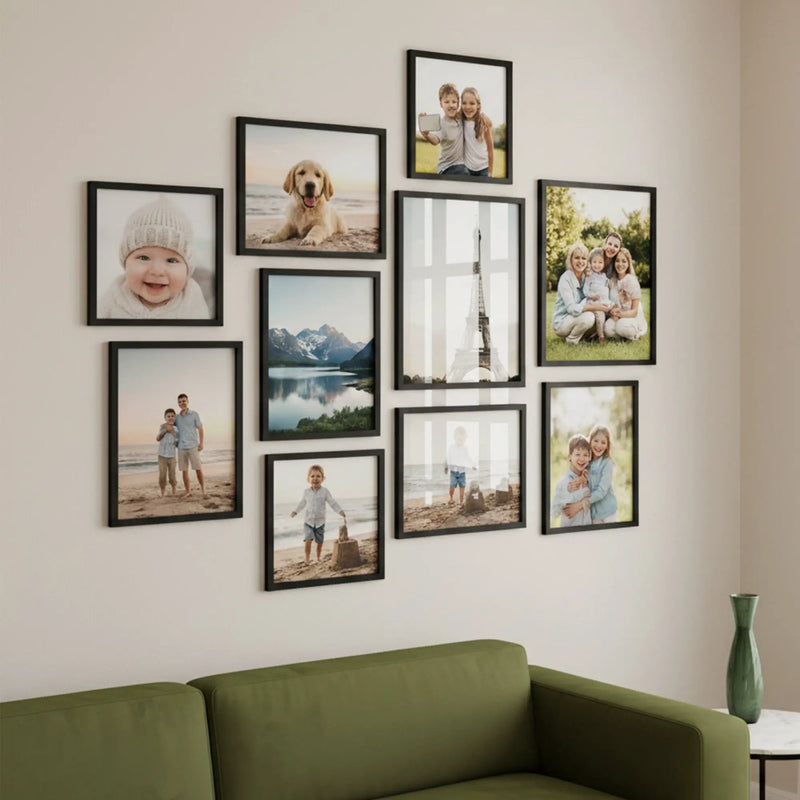 Photo Frame For Wall | Aesthetic Collage Picture Frames For Wall Decor | Rectangular Photo Frames For Home Decor Office Livingroom Bedroom | Set of 10