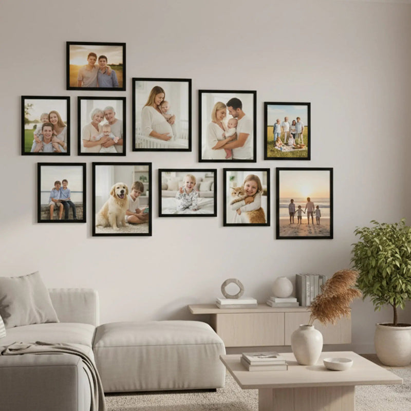 Photo Frame For Wall decoration | Wooden Frames For living room Office | Aesthetic Frames For Wall Decor Gifts | Photo frame for Home Decor Bedrrom | Set of 11