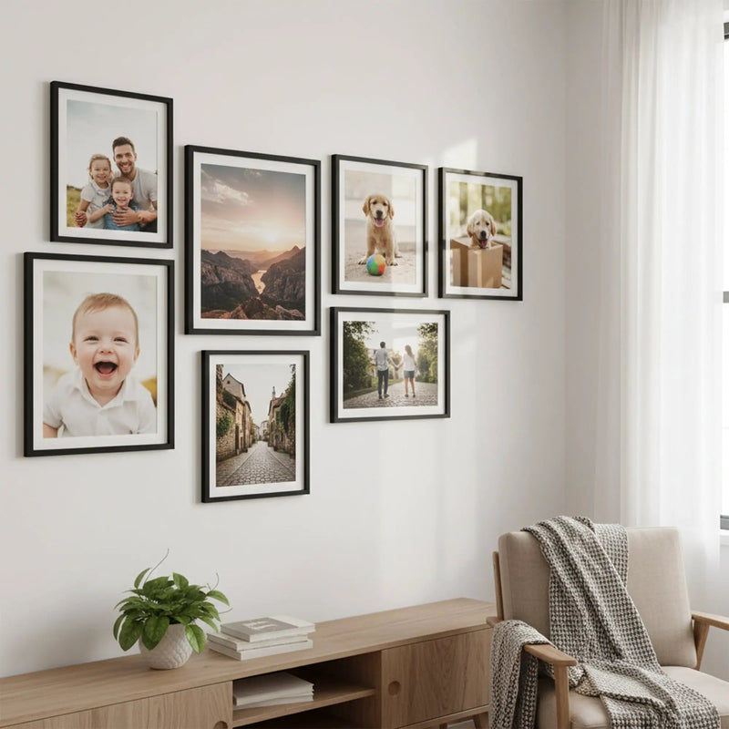 Photo Frame For Wall Decor | Wooden Frames For Wall Decoration | Aesthetic Collage Picture Frames | Rectangular Photo Frame For Home Decor Office | Set of 7