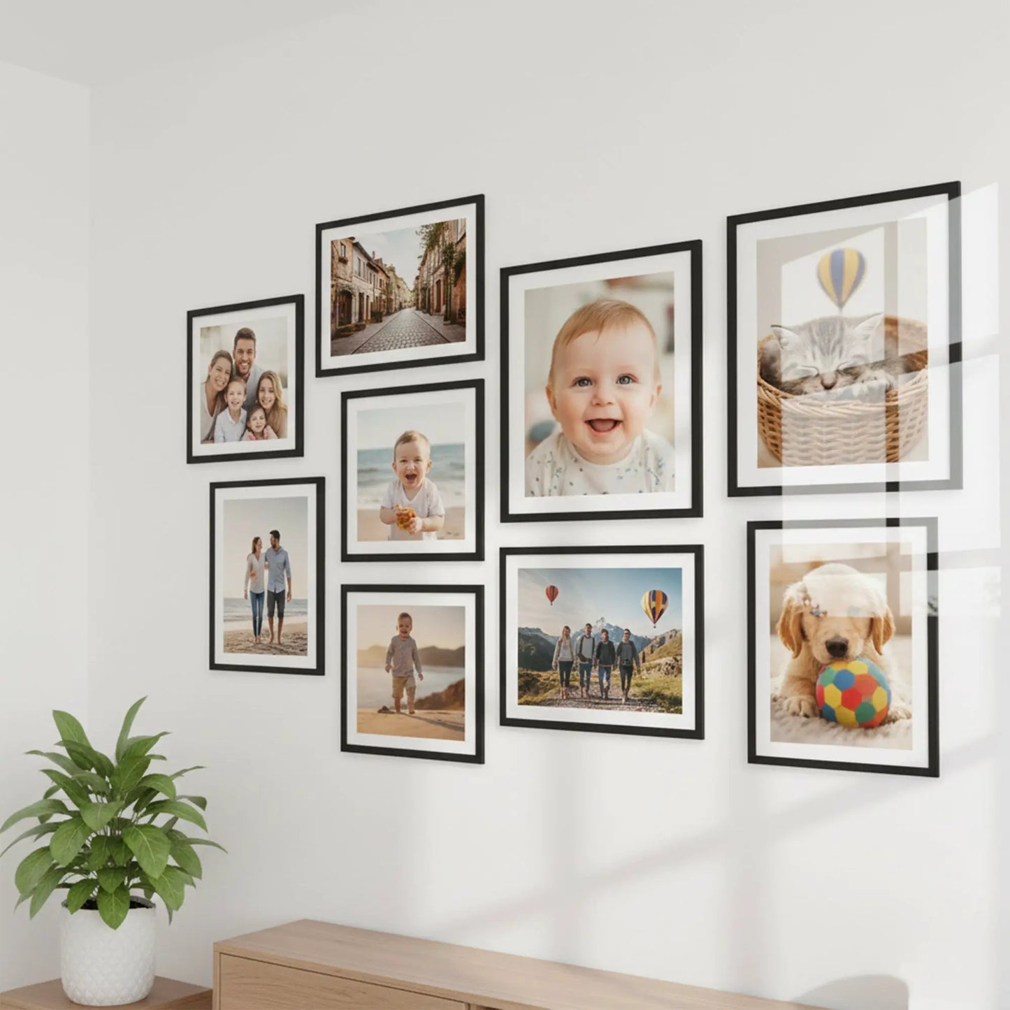 Photo Frame For Wall | Aesthetic Collage Picture Frames For Wall Decor | Rectangular Photo Frames For Home Decor Office Livingroom Bedroom | Set of 9