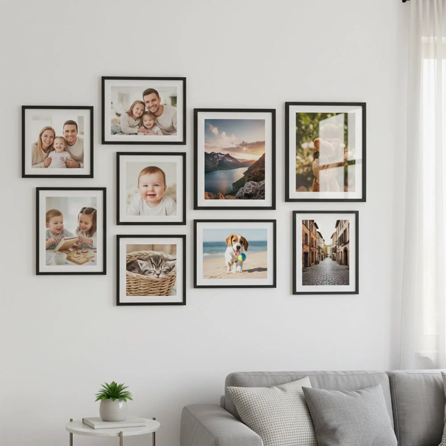 Photo Frame For Wall | Aesthetic Collage Picture Frames For Wall Decor | Rectangular Photo Frames For Home Decor Office Livingroom Bedroom | Set of 9