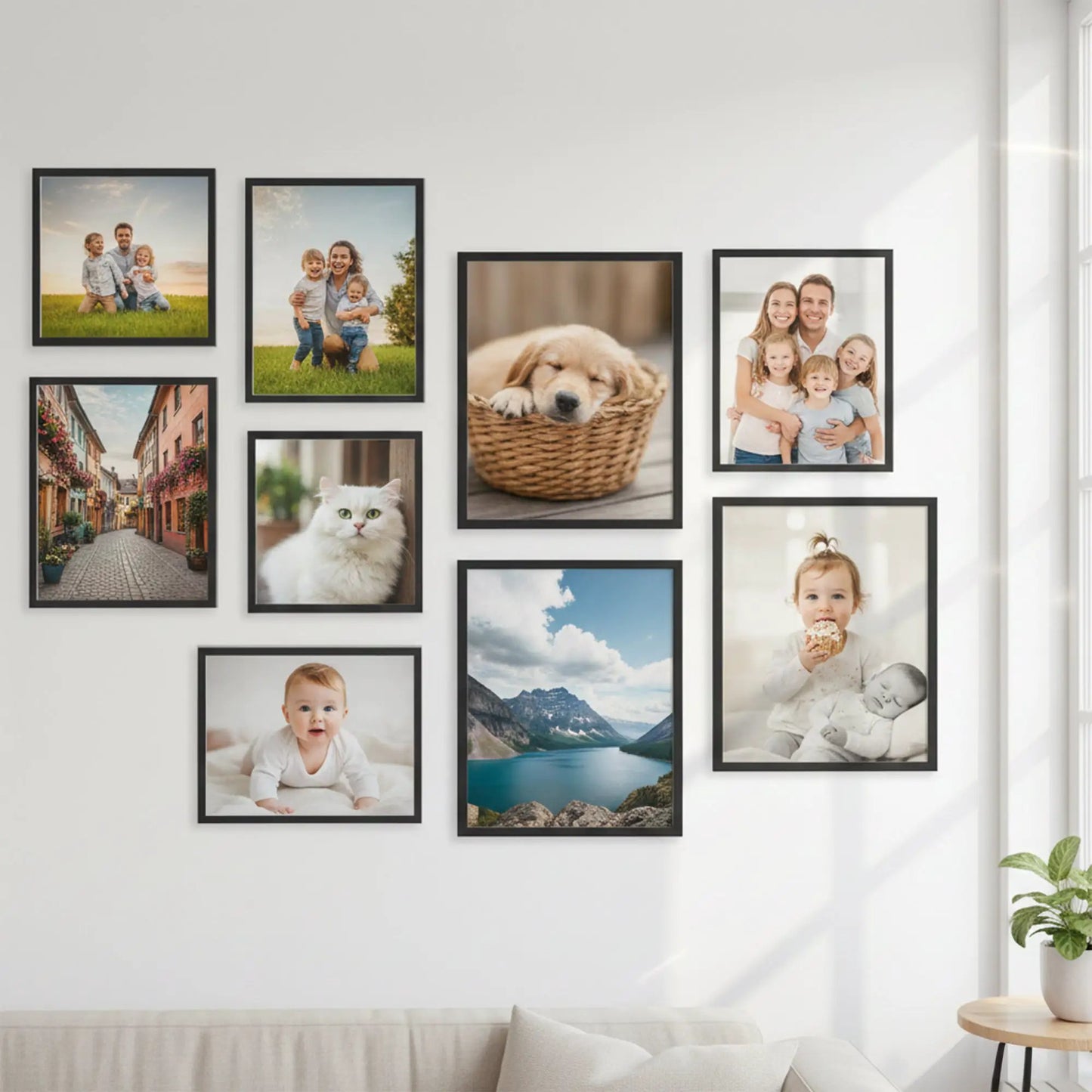 Photo Frame For Wall decoration | Wooden Frames For living room Office | Aesthetic Frames For Wall Decor Gifts | Photo frame for Home Decor Bedroom | Set of 9