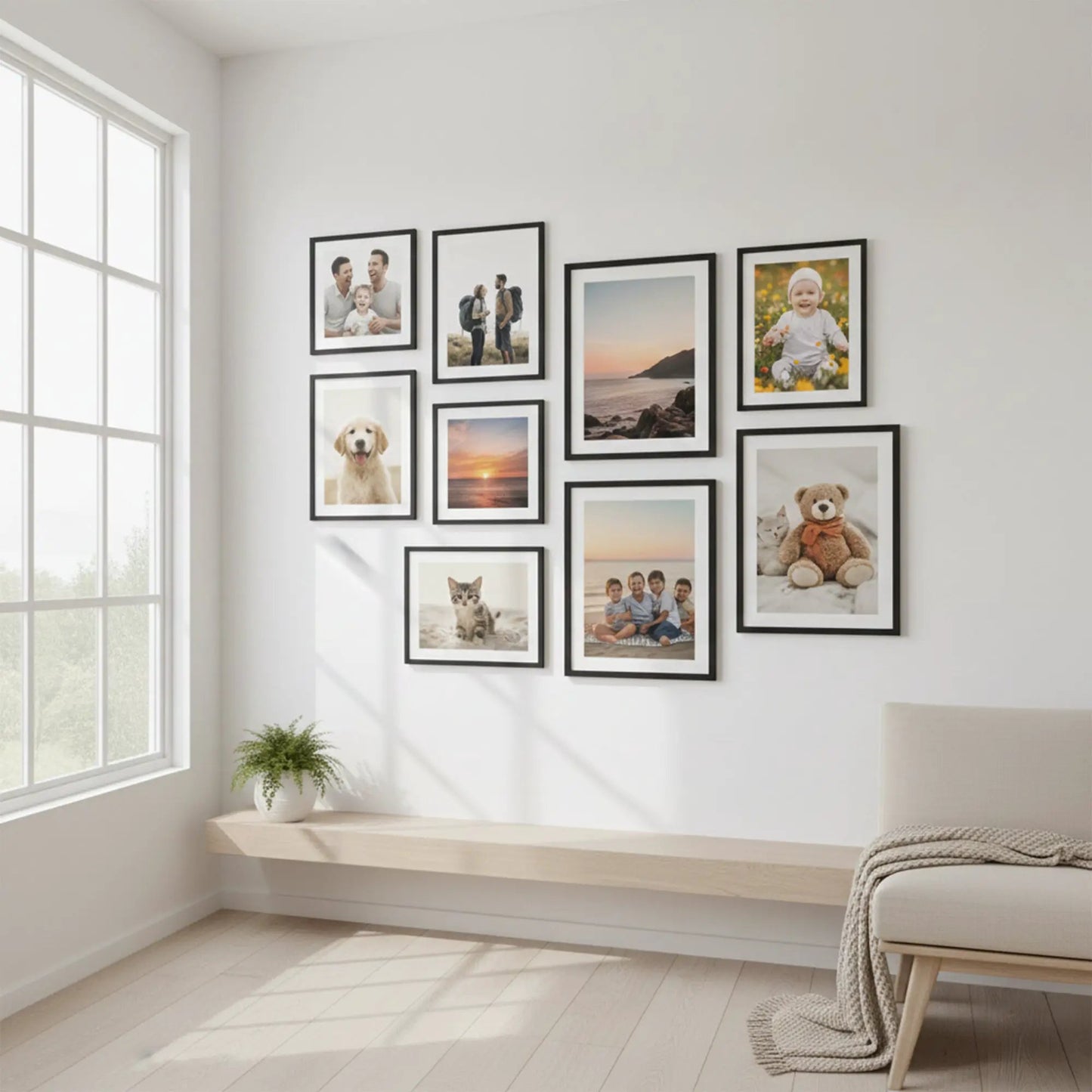 Photo Frame For Wall decoration | Wooden Frames For living room Office | Aesthetic Frames For Wall Decor Gifts | Photo frame for Home Decor Bedroom | Set of 9