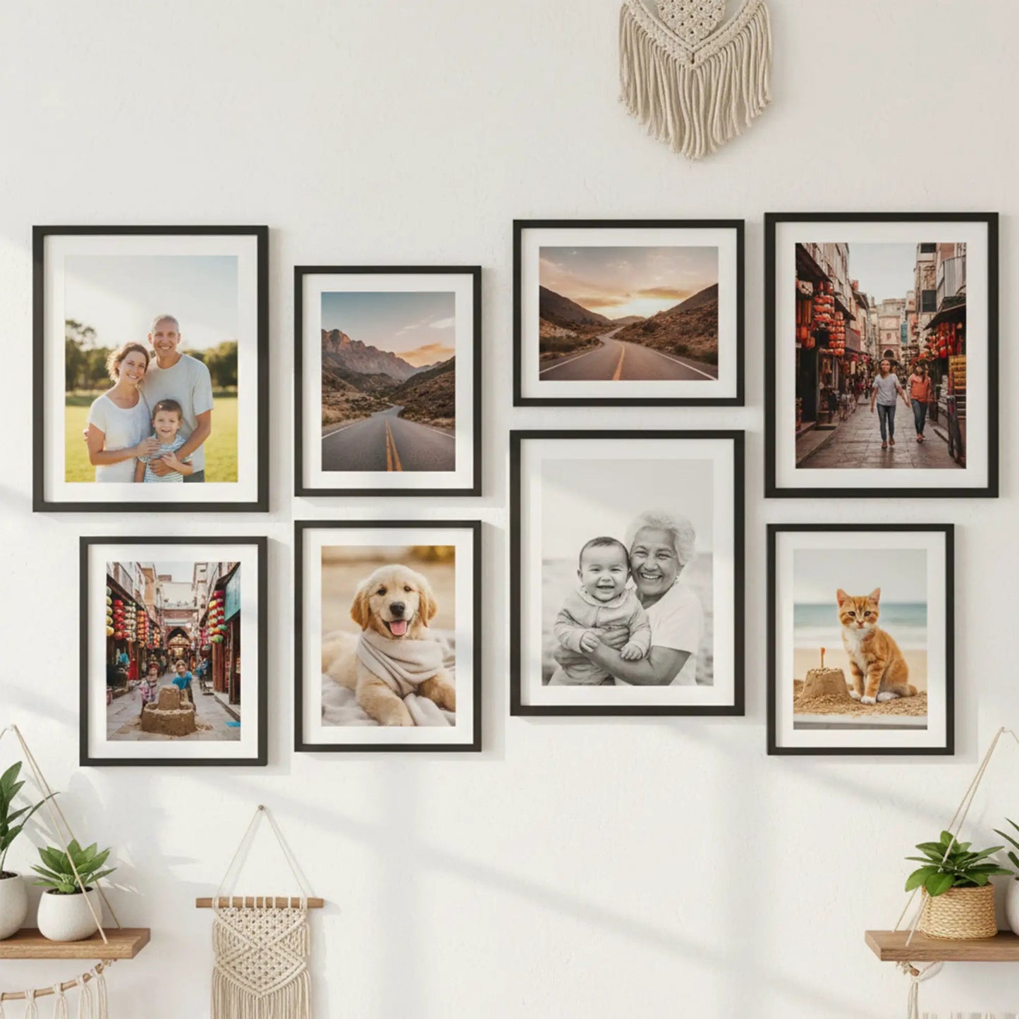Photo Frame For Wall | Aesthetic Collage Picture Frames For Wall Decor | Rectangular Photo Frames For Home Decor Office Livingroom Bedroom | Set of 8