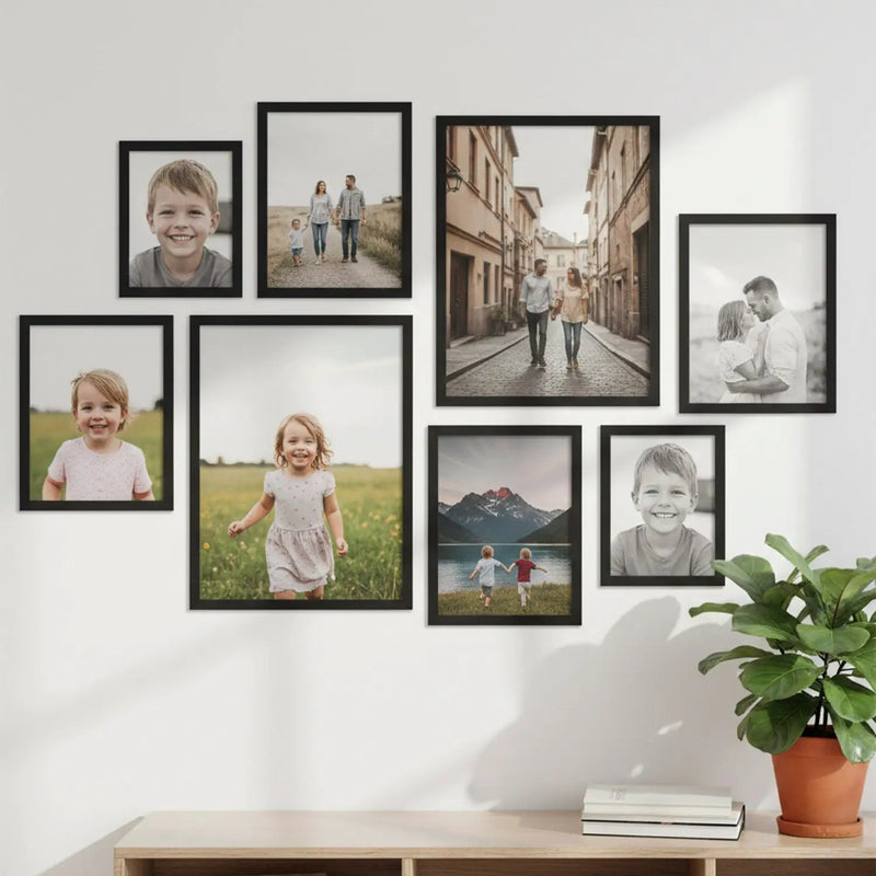 Photo Frame For Wall Decor | Wooden Frames For Wall Decoration | Aesthetic Collage Picture Frames | Rectangular Photo Frame For Home Decor Office | Set of 8