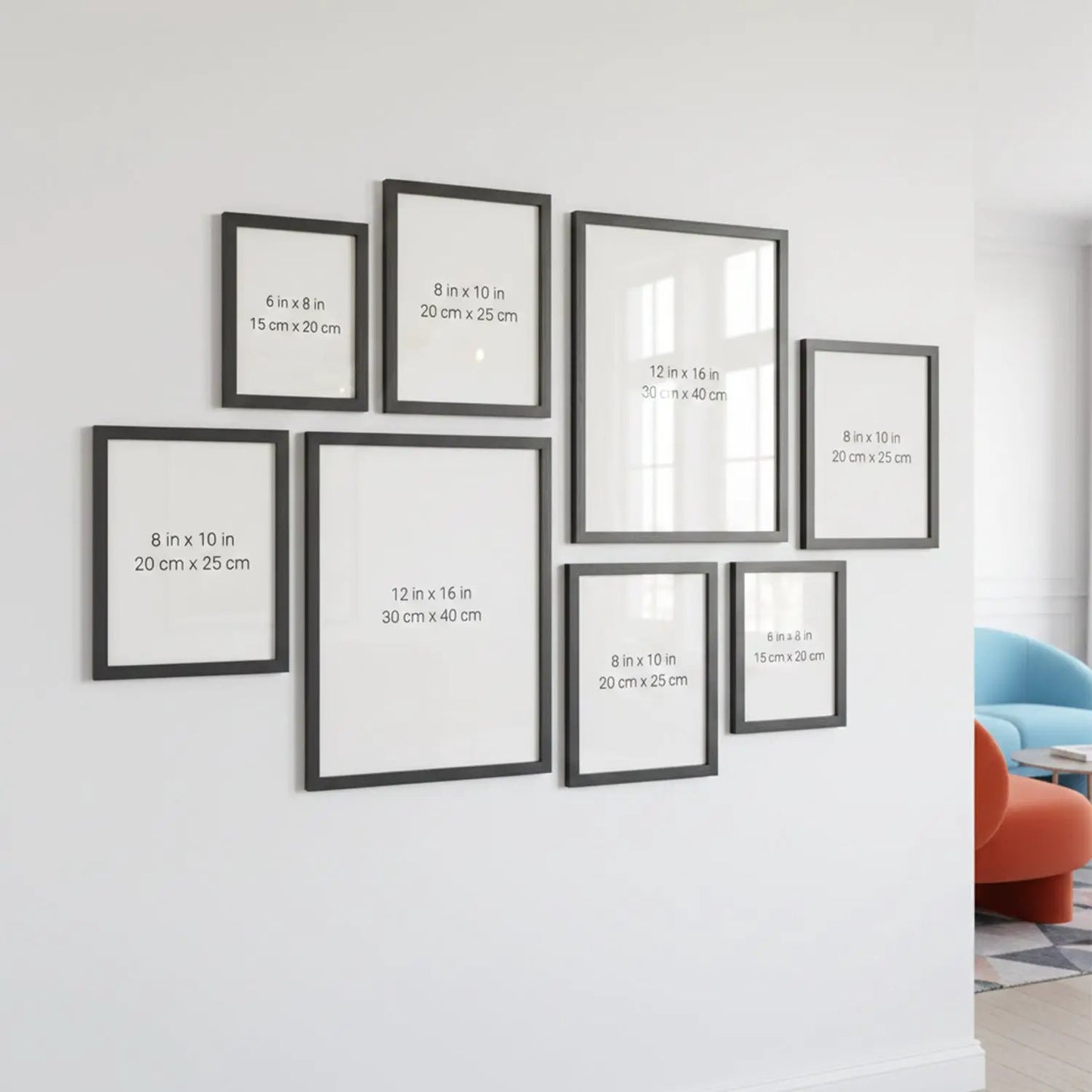 Photo Frame For Wall Decor | Wooden Frames For Wall Decoration | Aesthetic Collage Picture Frames | Rectangular Photo Frame For Home Decor Office | Set of 8