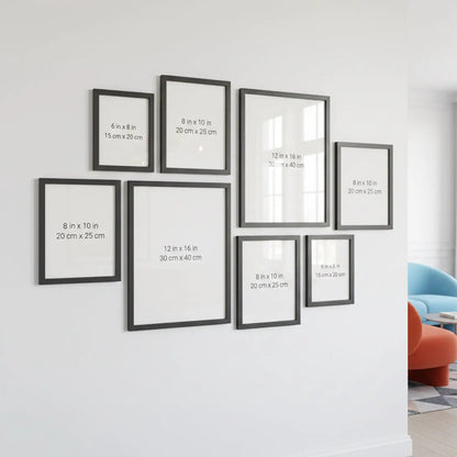 Photo Frame For Wall Decor | Wooden Frames For Wall Decoration | Aesthetic Collage Picture Frames | Rectangular Photo Frame For Home Decor Office | Set of 8