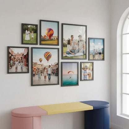 Photo Frame For Wall Decor | Wooden Frames For Wall Decoration | Aesthetic Collage Picture Frames | Rectangular Photo Frame For Home Decor Office | Set of 8
