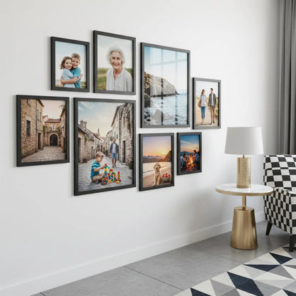 Photo Frame For Wall Decor | Wooden Frames For Wall Decoration | Aesthetic Collage Picture Frames | Rectangular Photo Frame For Home Decor Office | Set of 8