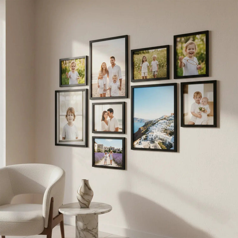 Photo Frame For Wall decoration | Wooden Frames For living room Office | Aesthetic Frames For Wall Decor Gifts | Photo frame for Home Decor Bedroom | Set of 9