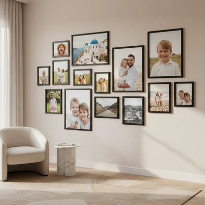 Photo Frame For Wall Decor | Wooden Frames For Wall Decoration | Aesthetic Collage Picture Frames | Rectangular Photo Frame For Home Decor Office | Set of 14