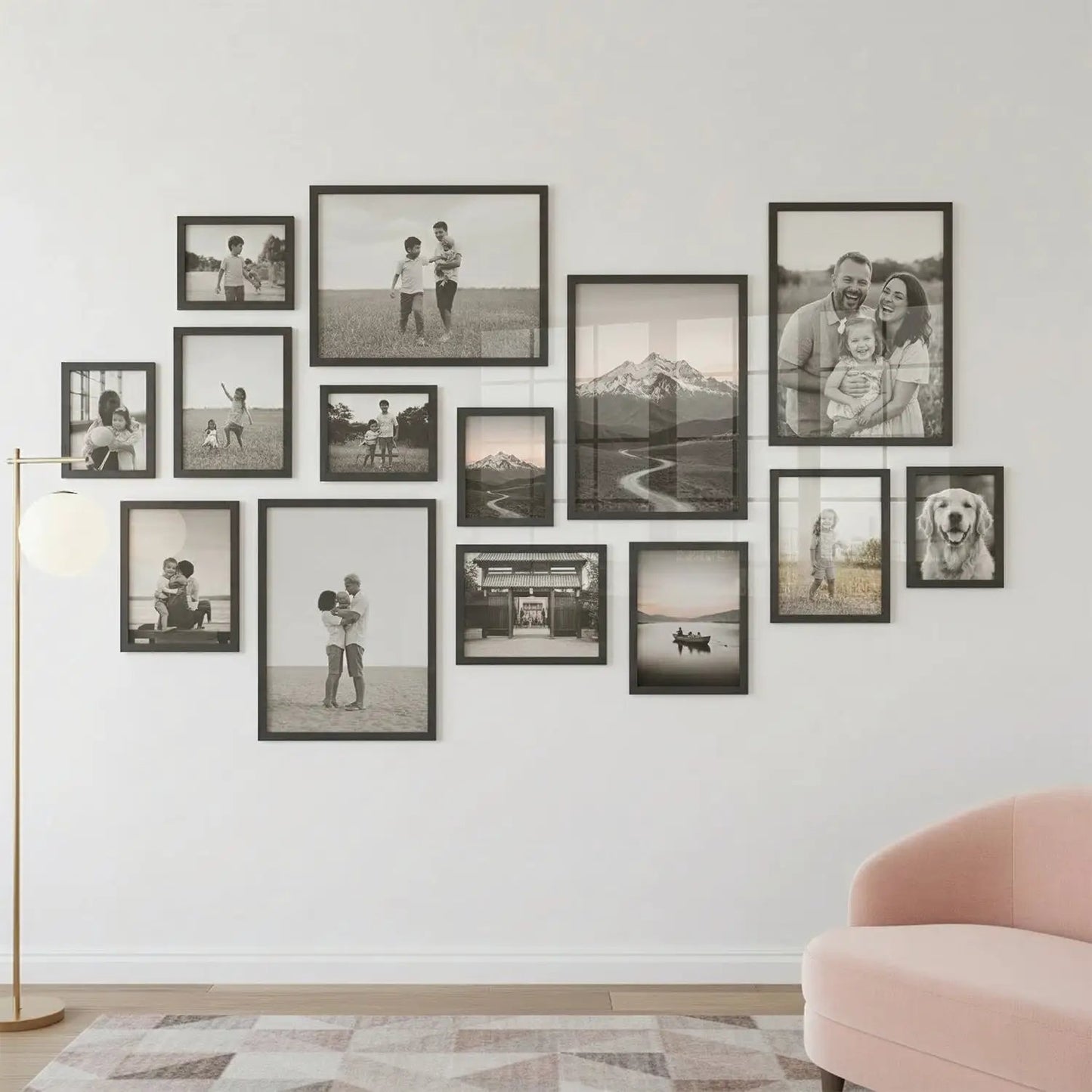 Photo Frame For Wall Decor | Wooden Frames For Wall Decoration | Aesthetic Collage Picture Frames | Rectangular Photo Frame For Home Decor Office | Set of 14
