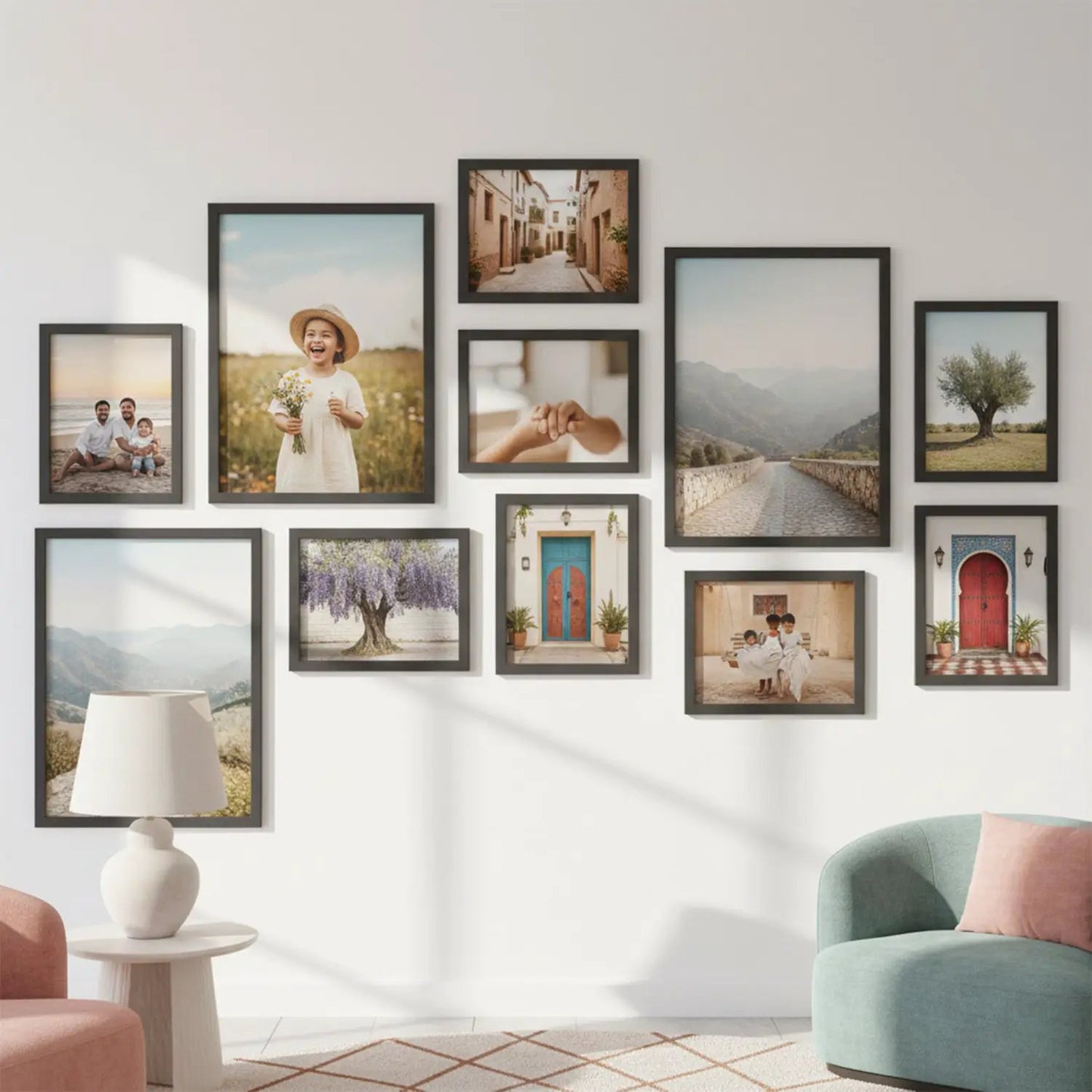 Photo Frame For Wall Decor | Collage Picture Frames For Wall Decor | Aesthetic Rectangular Photo Frames For Home Decor Office Livingroom Bedroom | Set of 11