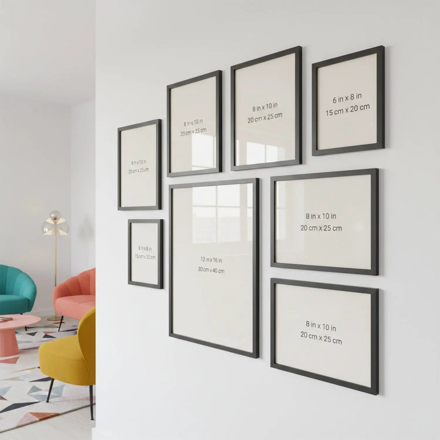 Photo Frame For Wall Decor | Wooden Frames For Wall Decoration | Aesthetic Collage Picture Frames | Rectangular Photo Frame For Home Decor Office | Set of 8