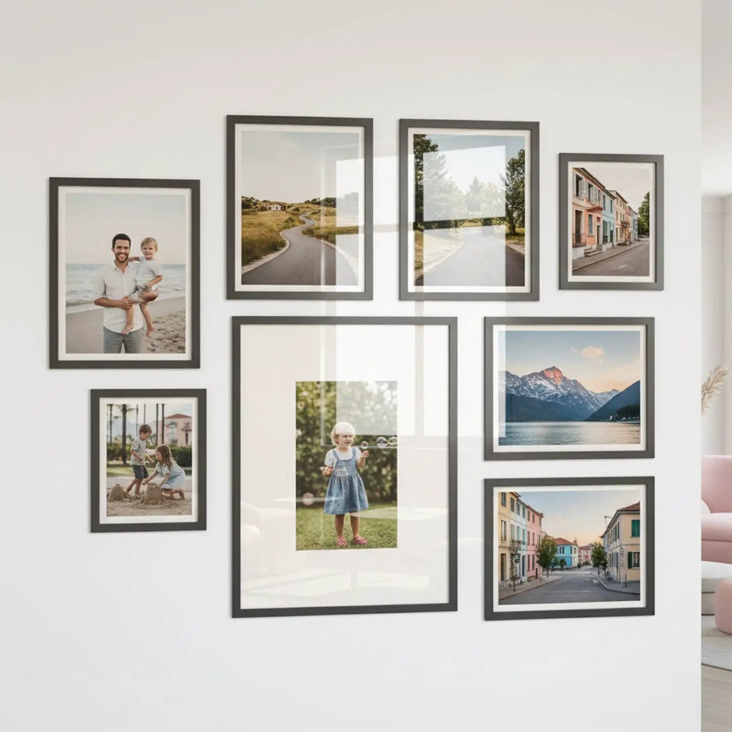 Photo Frame For Wall Decor | Wooden Frames For Wall Decoration | Aesthetic Collage Picture Frames | Rectangular Photo Frame For Home Decor Office | Set of 8