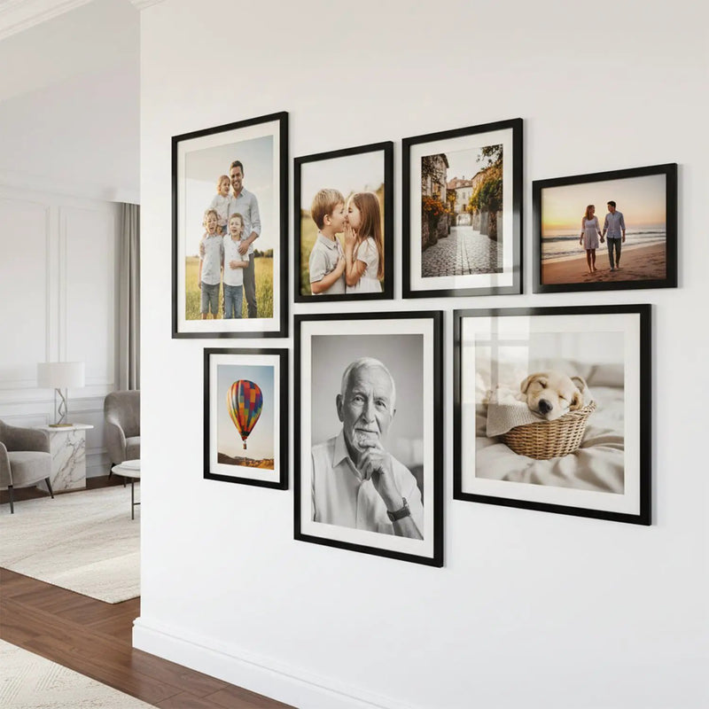 Photo Frame For Wall | Aesthetic Collage Picture Frames For Wall Decor | Rectangular Photo Frames For Home Decor Office Livingroom Bedroom | Set of 7
