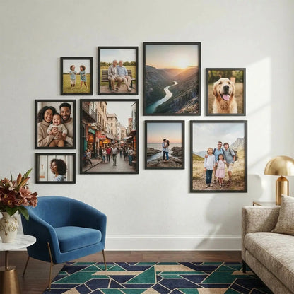 Photo Frame For Wall Decor | Wooden Frames For Wall Decoration | Aesthetic Collage Picture Frames | Rectangular Photo Frame For Home Decor Office | Set of 9