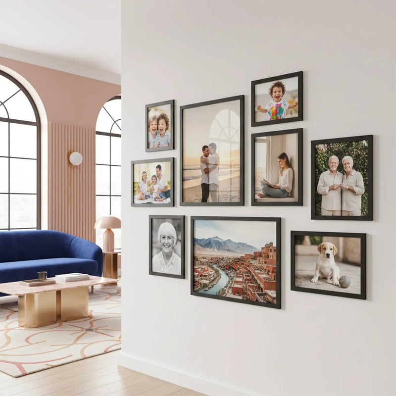 Photo Frame For Wall decoration | Wooden Frames For living room Office | Aesthetic Frames For Wall Decor Gifts | Photo frame for Home Decor Bedroom | Set of 9