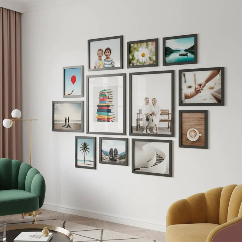 Photo Frame For Wall decoration | Wooden Frames For living room Office | Aesthetic Frames For Wall Decor Gifts | Photo frame for Home Decor Bedroom | Set of 12