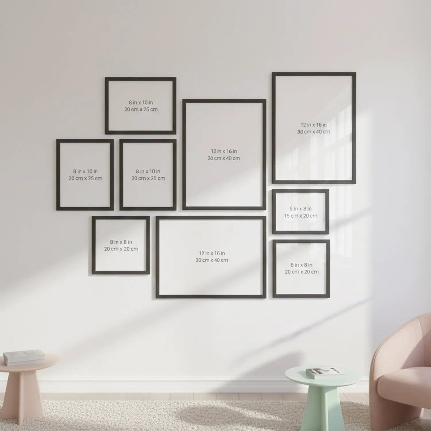 Photo Frame For Wall | Aesthetic Collage Picture Frames For Wall Decor | Rectangular Photo Frames For Home Decor Office Livingroom Bedroom | Set of 9