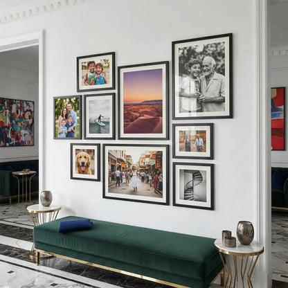 Photo Frame For Wall | Aesthetic Collage Picture Frames For Wall Decor | Rectangular Photo Frames For Home Decor Office Livingroom Bedroom | Set of 9