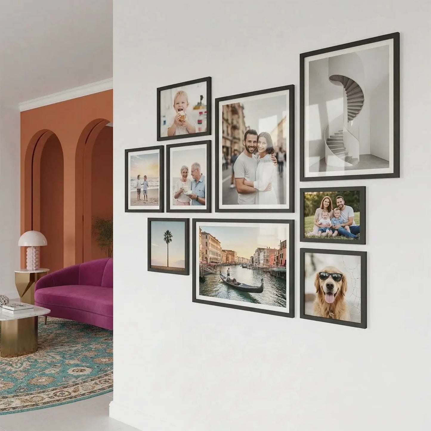 Photo Frame For Wall | Aesthetic Collage Picture Frames For Wall Decor | Rectangular Photo Frames For Home Decor Office Livingroom Bedroom | Set of 9