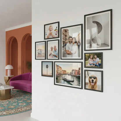 Photo Frame For Wall | Aesthetic Collage Picture Frames For Wall Decor | Rectangular Photo Frames For Home Decor Office Livingroom Bedroom | Set of 9