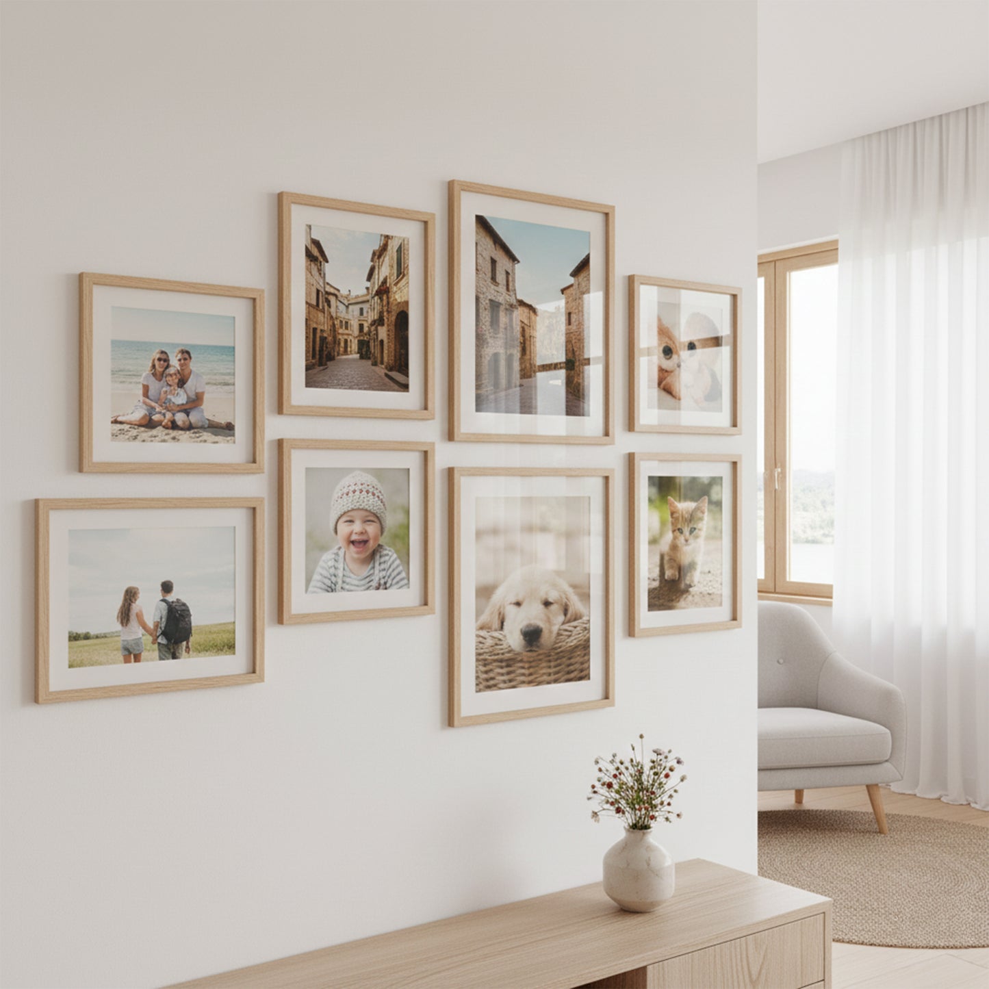 Photo Frame For Wall | Aesthetic Collage Picture Frames For Wall Decor | Rectangular Photo Frames For Home Decor Office Livingroom Bedroom | Set of 8