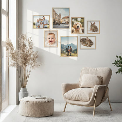 Photo Frame For Wall Decor | Wooden Frames For Wall Decoration | Aesthetic Collage Picture Frames | Rectangular Photo Frame For Home Decor Office | Set of 7