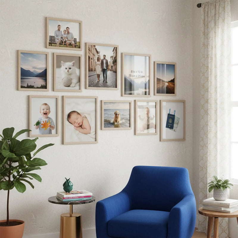 Photo Frame For Wall decoration | Wooden Frames For living room Office | Aesthetic Frames For Wall Decor Gifts | Photo frame for Home Decor Bedrrom | Set of 11