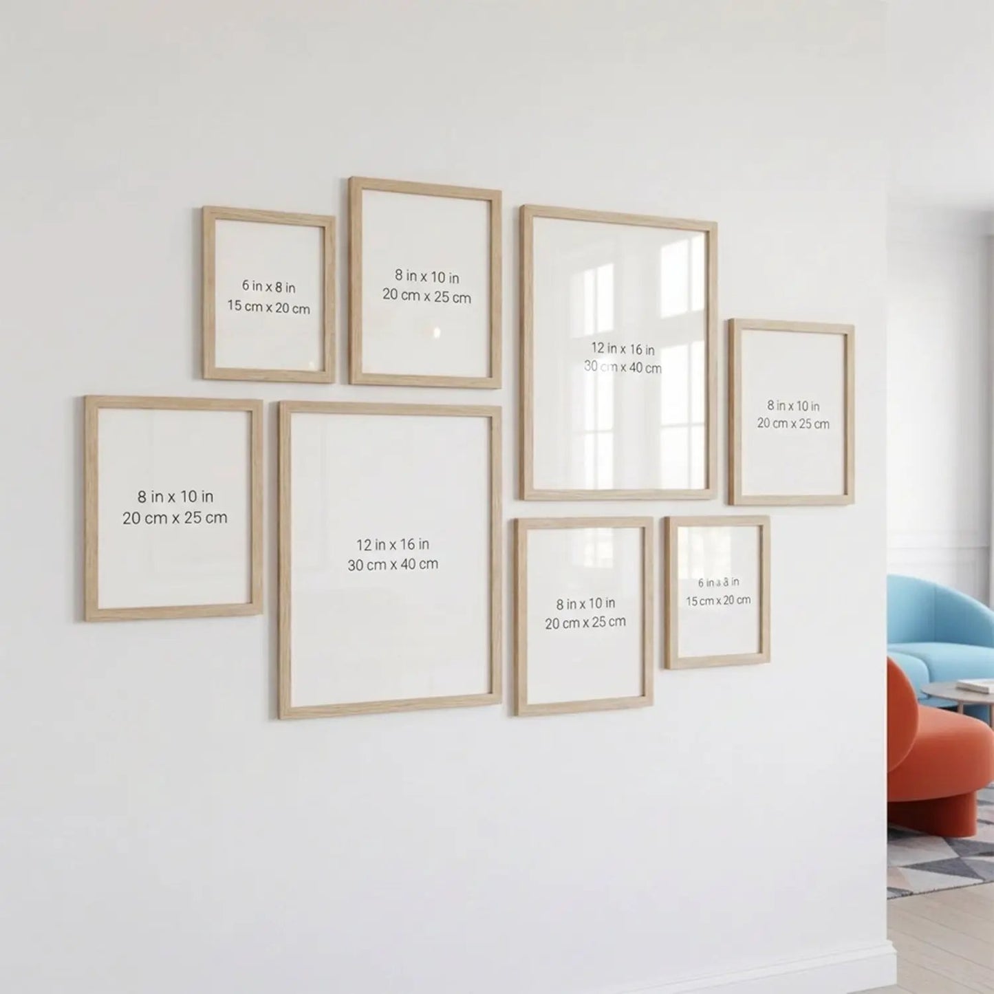 Photo Frame For Wall Decor | Wooden Frames For Wall Decoration | Aesthetic Collage Picture Frames | Rectangular Photo Frame For Home Decor Office | Set of 8