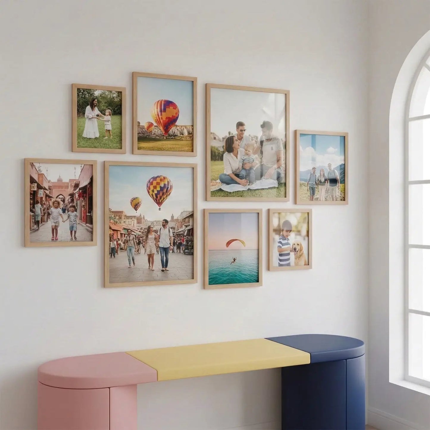 Photo Frame For Wall Decor | Wooden Frames For Wall Decoration | Aesthetic Collage Picture Frames | Rectangular Photo Frame For Home Decor Office | Set of 8