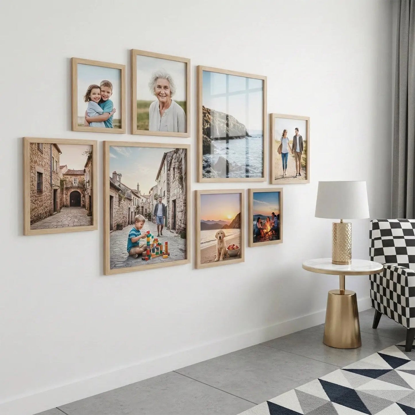 Photo Frame For Wall Decor | Wooden Frames For Wall Decoration | Aesthetic Collage Picture Frames | Rectangular Photo Frame For Home Decor Office | Set of 8