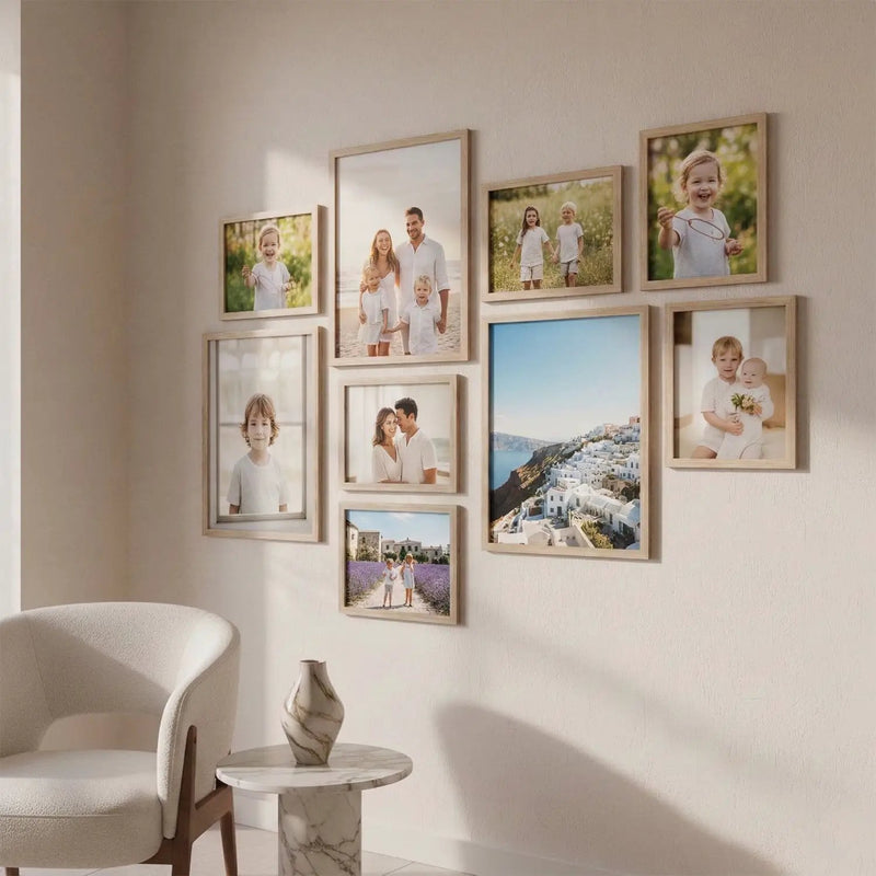 Photo Frame For Wall decoration | Wooden Frames For living room Office | Aesthetic Frames For Wall Decor Gifts | Photo frame for Home Decor Bedroom | Set of 9
