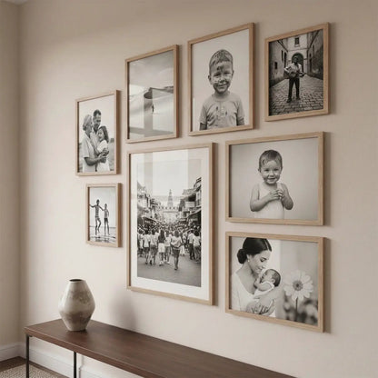 Photo Frame For Wall Decor | Wooden Frames For Wall Decoration | Aesthetic Collage Picture Frames | Rectangular Photo Frame For Home Decor Office | Set of 8