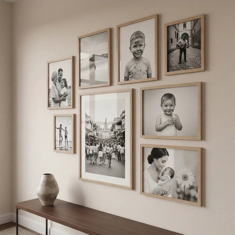Photo Frame For Wall Decor | Wooden Frames For Wall Decoration | Aesthetic Collage Picture Frames | Rectangular Photo Frame For Home Decor Office | Set of 8