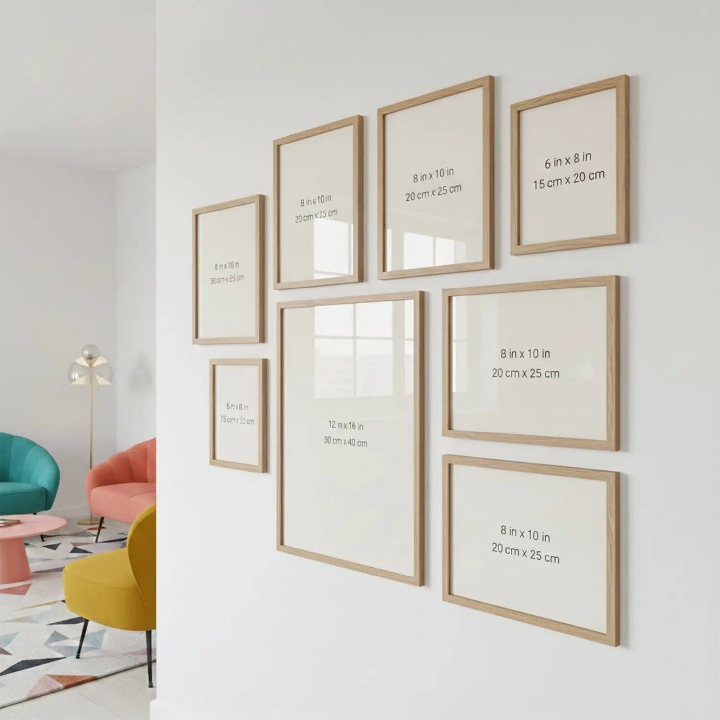 Photo Frame For Wall Decor | Wooden Frames For Wall Decoration | Aesthetic Collage Picture Frames | Rectangular Photo Frame For Home Decor Office | Set of 8