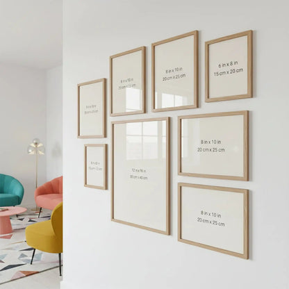 Photo Frame For Wall Decor | Wooden Frames For Wall Decoration | Aesthetic Collage Picture Frames | Rectangular Photo Frame For Home Decor Office | Set of 8