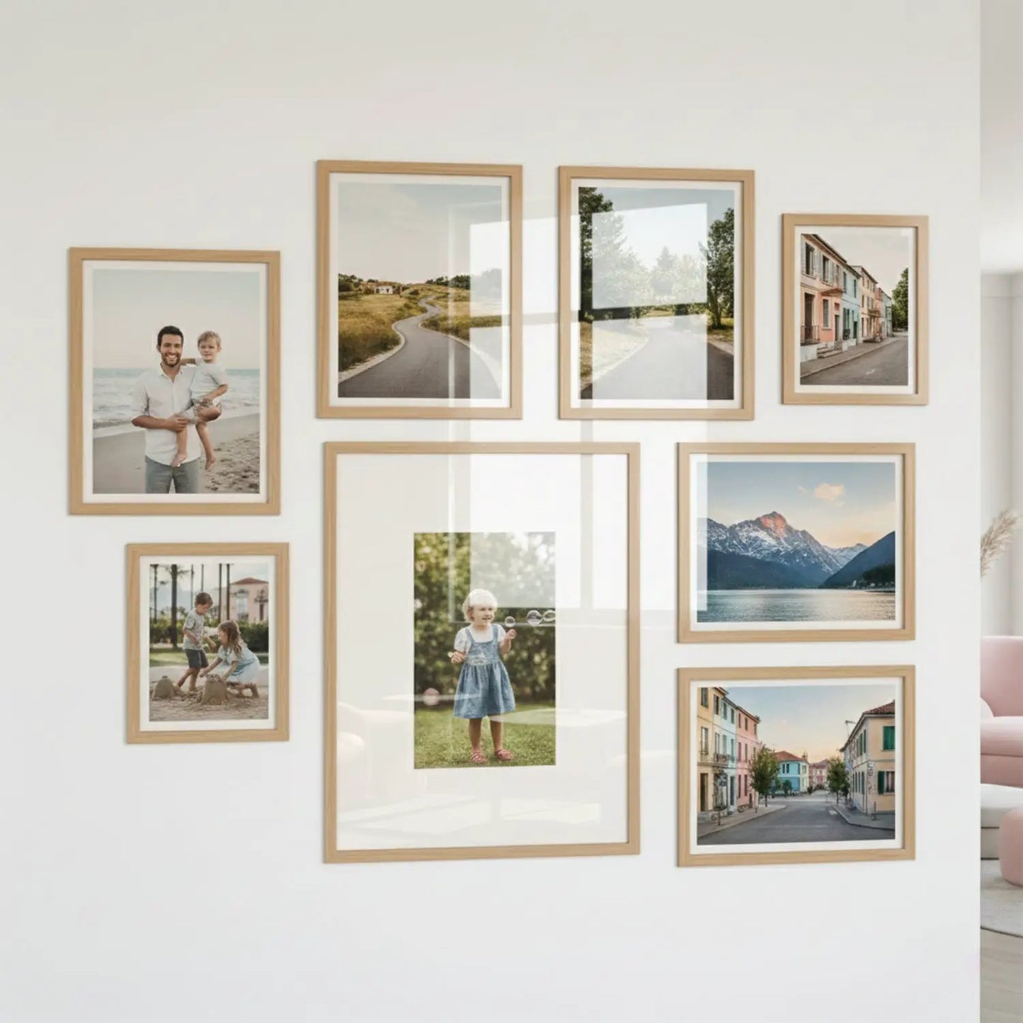 Photo Frame For Wall Decor | Wooden Frames For Wall Decoration | Aesthetic Collage Picture Frames | Rectangular Photo Frame For Home Decor Office | Set of 8