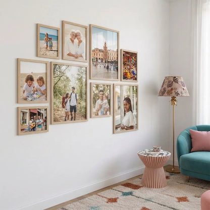Photo Frame For Wall Decor | Wooden Frames For Wall Decoration | Aesthetic Collage Picture Frames | Rectangular Photo Frame For Home Decor Office | Set of 9