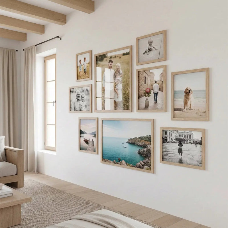 Photo Frame For Wall decoration | Wooden Frames For living room Office | Aesthetic Frames For Wall Decor Gifts | Photo frame for Home Decor Bedroom | Set of 9