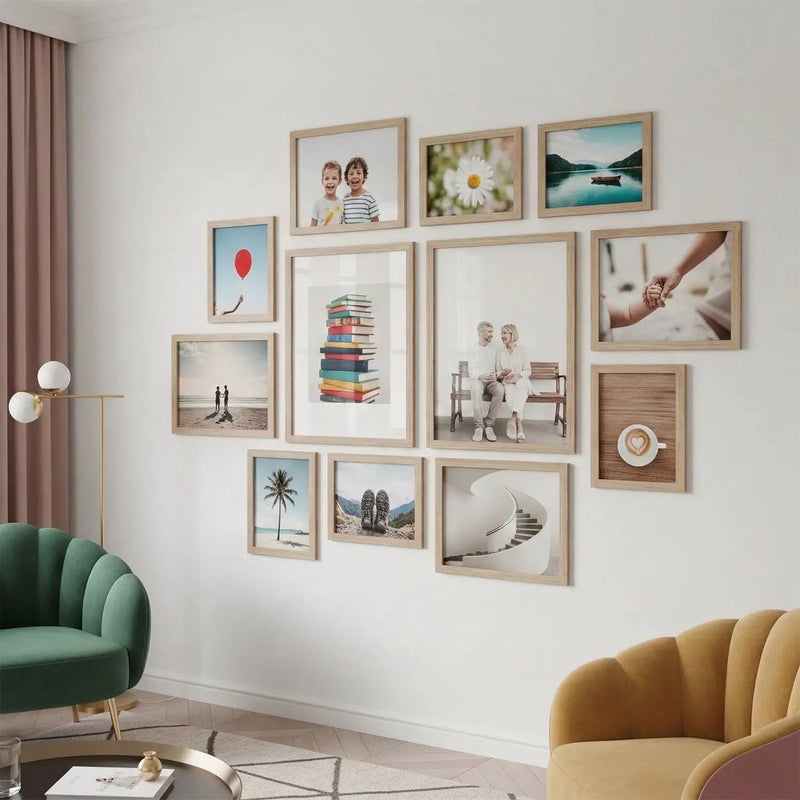 Photo Frame For Wall decoration | Wooden Frames For living room Office | Aesthetic Frames For Wall Decor Gifts | Photo frame for Home Decor Bedroom | Set of 12
